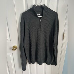 NWT Coofandy Men's‎ XXL Grey Waffle Knit Quarter Zip Long Sleeve Pullover Jacket